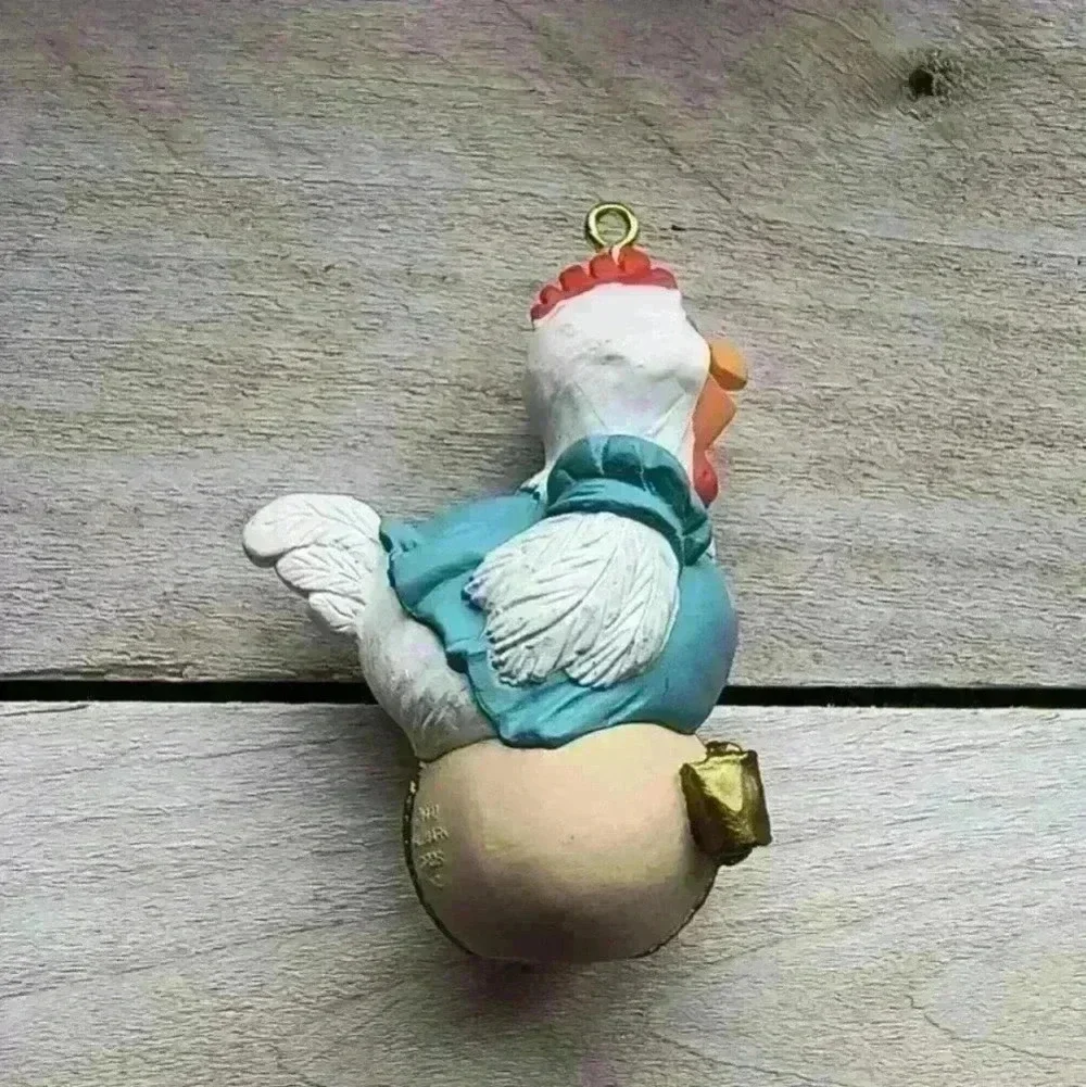 Mom & Dad To Be Hallmark Keepsake Ornament Set Hen Chicken Parents 1992